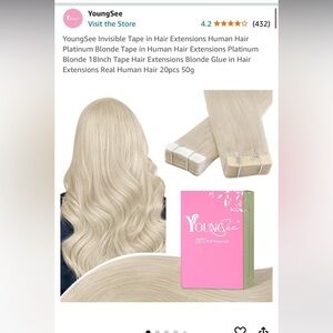 Blonde tape in hair extensions